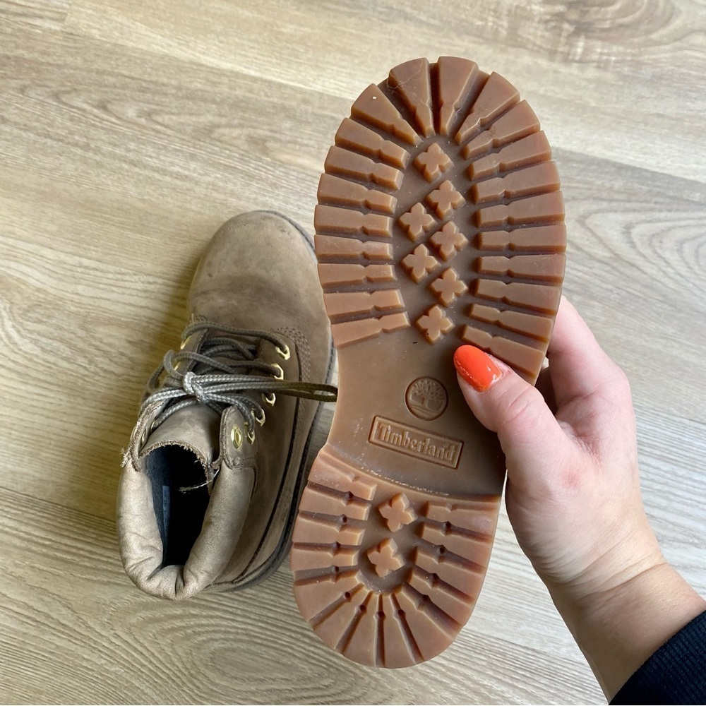 Timberland Dark Beige Nubuck Leather Boots | Waterproof | Unisex Junior Kids - Picture 10 of 14